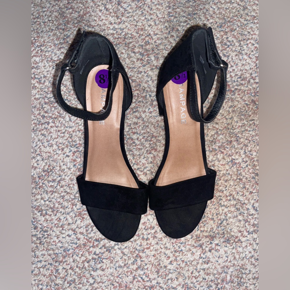 Rampage Open-Toed Felt Black Heels